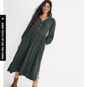 Madewell lighspun button front midi dress